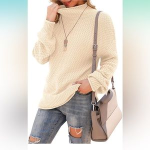 Womens Turtleneck Oversized Sweaters Batwing Long Sleeve Pullover Loose Chunky